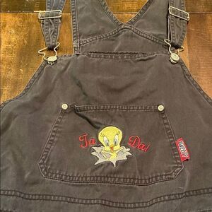 Vintage plus size Tweety bird Looney Tunes shortalls Warner Brothers 22W/24W